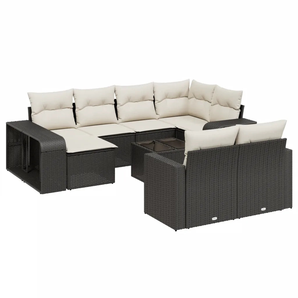 Set Divani da Giardino 11 pz con Cuscini in Polyrattan Nero 3228906