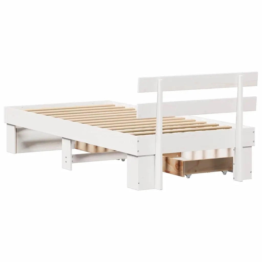 Letto singolo | Letto per adulti | Struttura del letto Bianco 100 x 200 cm Pino massello