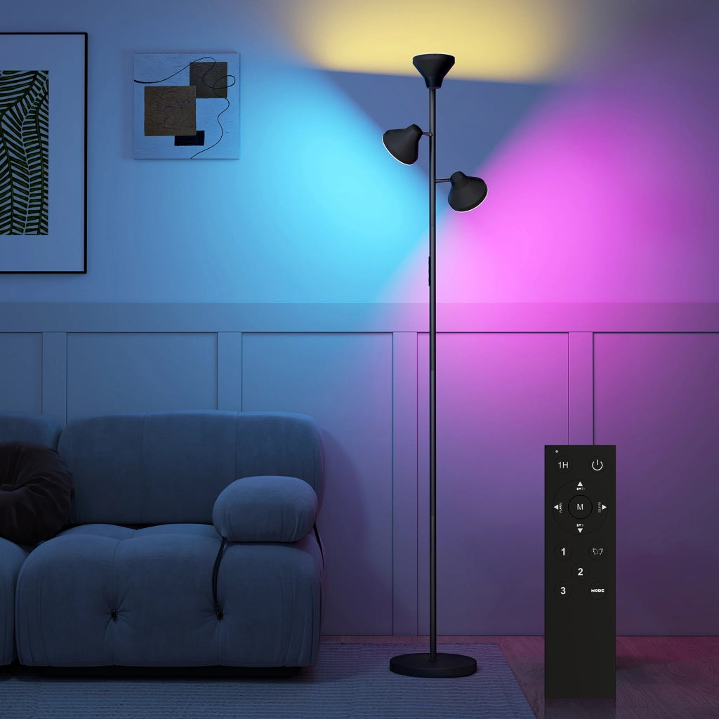 Lampada da Terra a 3 Bracci Regolabili ¨C Minimal ¨C Nero, Acciaio, Plastica, ?25x170 cm
