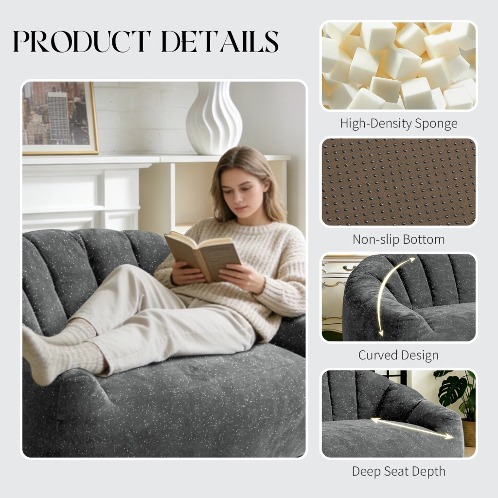 Poltrona pouf a zampa d'orso con seduta ampia e design ergonomico per soggiorno in flanella grigio