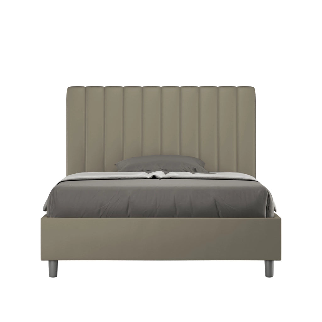 BS COM Letto una piazza e mezza contenitore imbottito 120x190 similpelle cappuccino