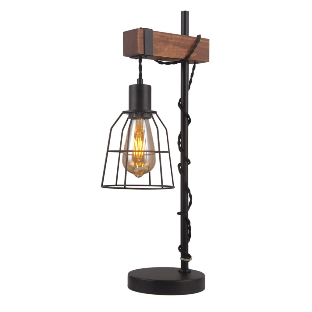 Lampada da tavolo Italux Reda industriale nera E27 1L