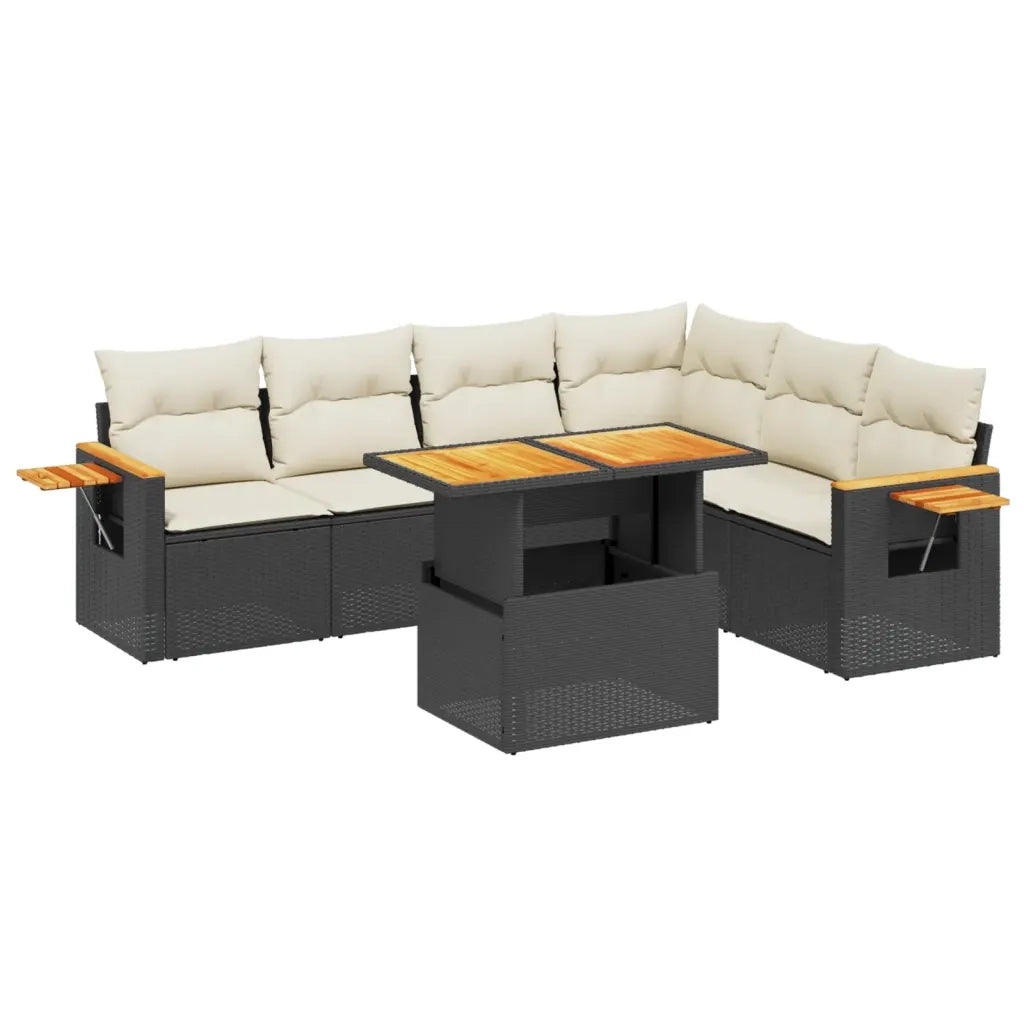 Set Divani da Giardino con Cuscini 7pz Nero Polyrattan 3273534
