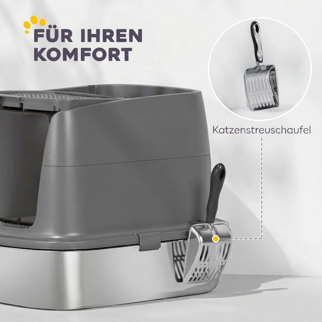 Casetta per gatti chiusa ¨C Minimal ¨C acciaio inox, grigio scuro
