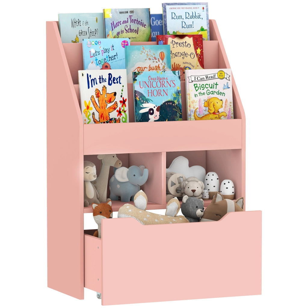 Libreria per bambini con cassetto e scomparti ¨C Minimal ¨C 60x30x90 cm rosa