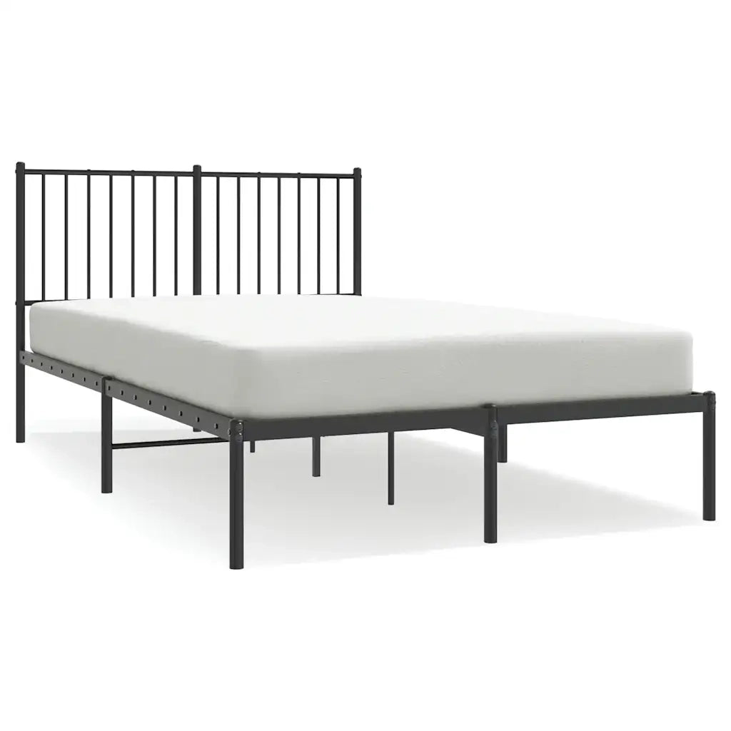 Letto matrimoniale | Letto per adulti | Giroletto con Testiera in Metallo Nero 120x190 cm