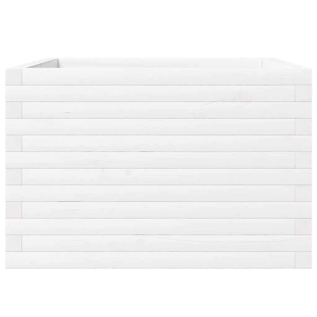 Fioriera da Giardino Bianca 70x70x46 cm Legno Massello di Pino 3282415