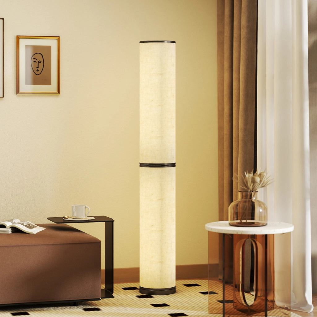 Lampada da terra LED ¨C zephmum ¨C Beige 20x135 cm con telecomando