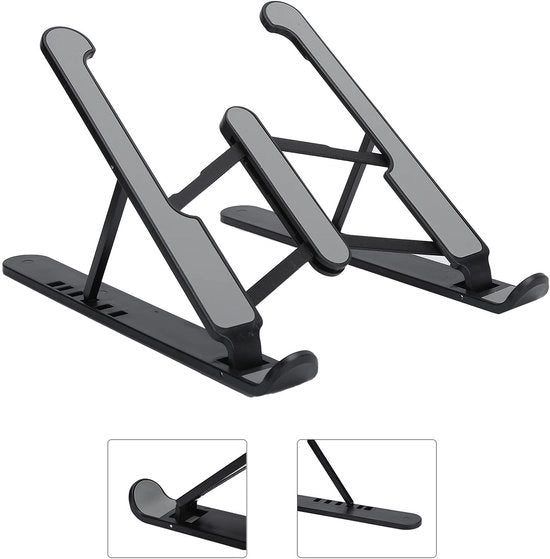 Supporto per laptop ergonomico pieghevole in alluminio con presa antislip e stabilizzazione durante l'utilizzo