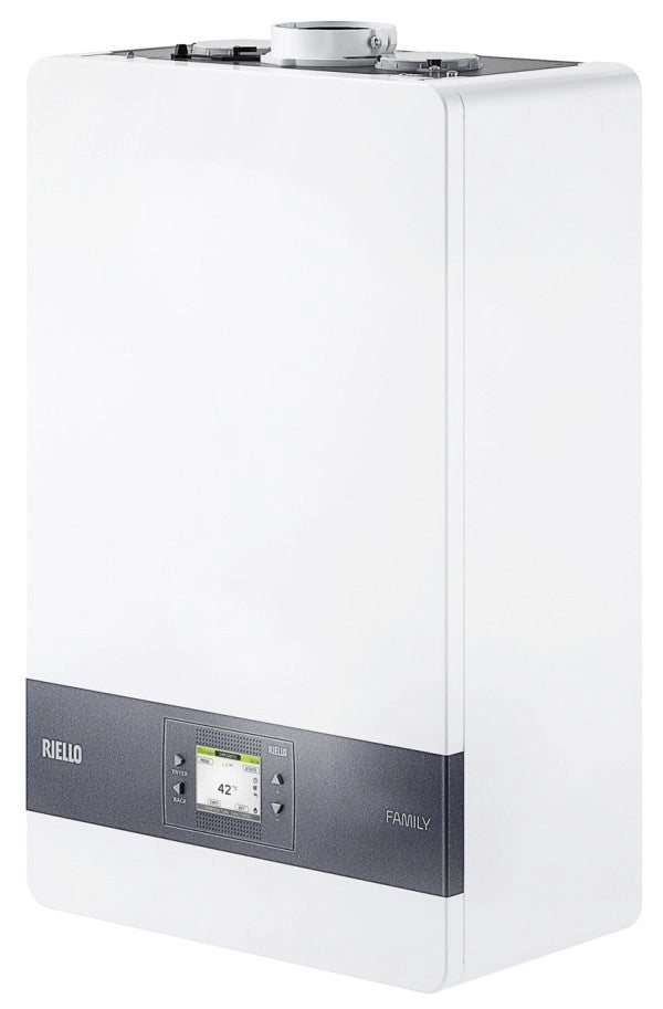 Caldaia a Condensazione Riello FAMILY 35 KIS Gpl 20187645 Hybrid Ready Low NOx Completa di Kit Scarico Fumi