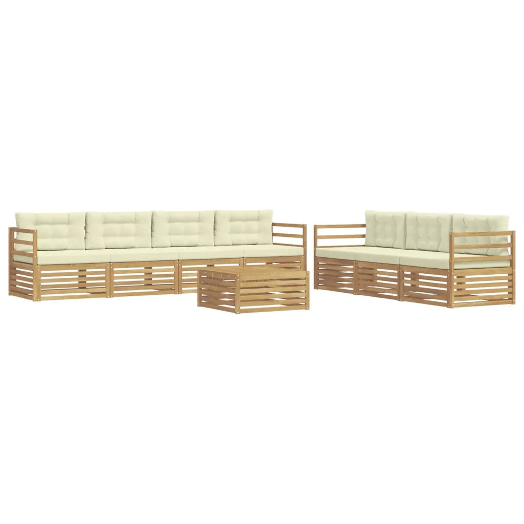 Set di divani da esterno 8 pz Bianco e Crema Poliestere 3390145