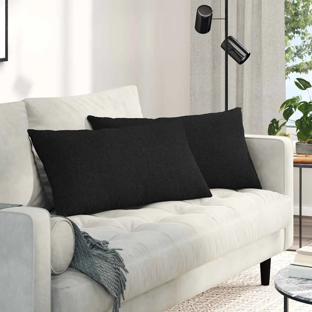 Cuscini da Divano 2 pz | Cuscini per sedie Nero 80 x 40 cm Tessuto