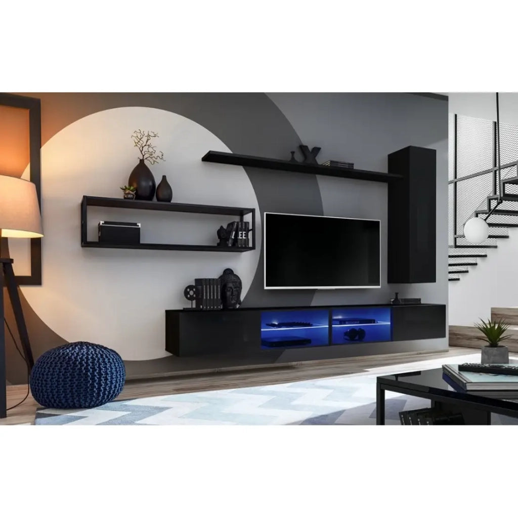 Mensola da muro 180 cm SWITCH – Colore nero – Design moderno e pratico