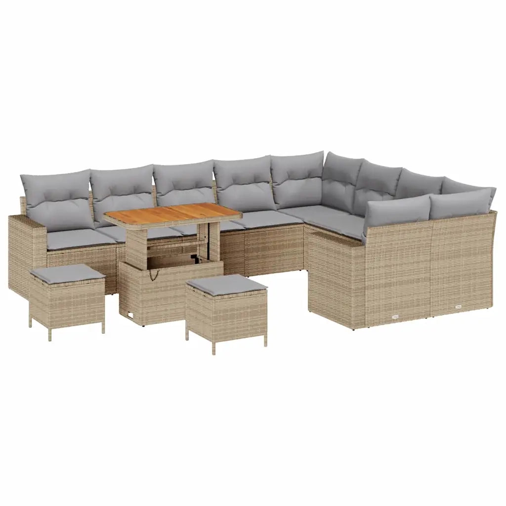 Set Divano da Giardino 12 pcs Beige polyrattan 3361657