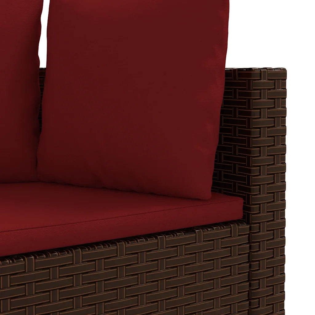 Set Divano da Giardino 5 pz con Cuscini Marrone in Polyrattan