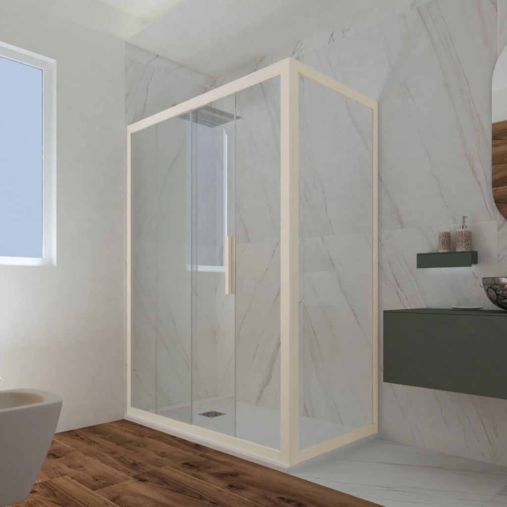 Box doccia scorrevole 70x110 CM H 200 Vetro Trasparente Profilo Champagne mod. Deco Duo