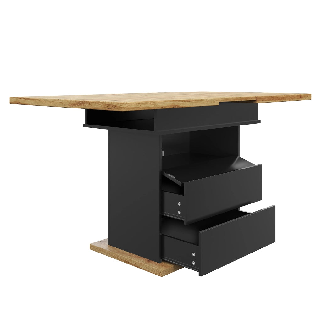 Tavolo allungabile per 4-6 persone con piano estendibile e vano contenitore; per cucina e soggiorno; 110-140×80×75 cm
