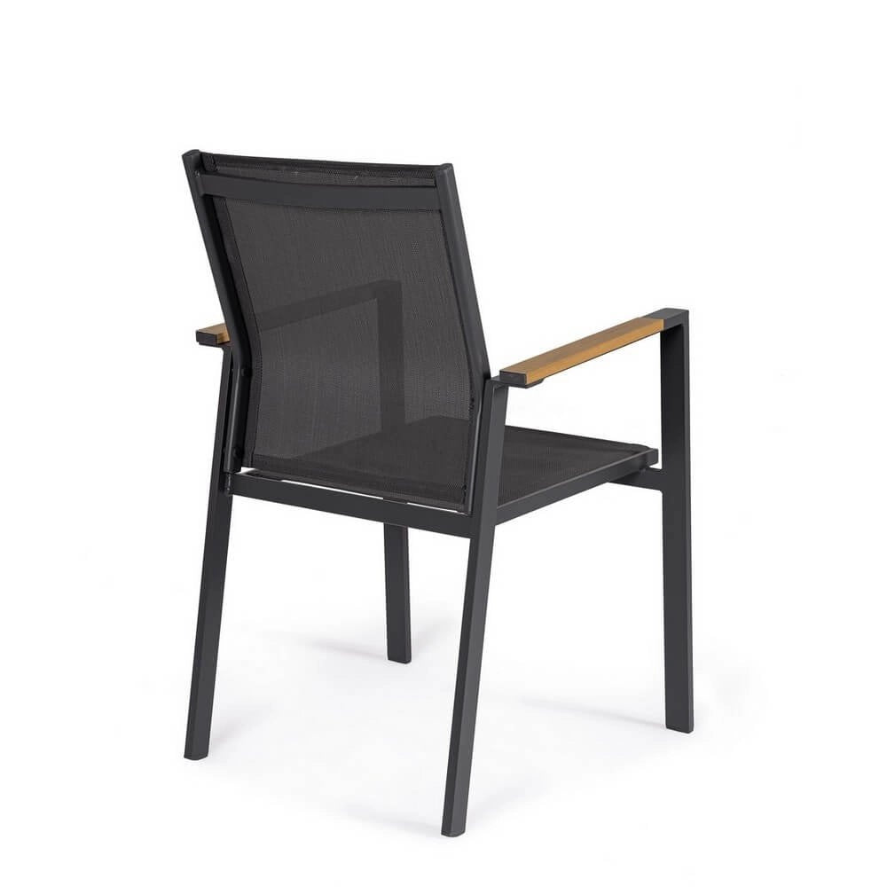 Set 4 Sedie con Braccioli Alluminio Antracite Moderno Esterno - ISKIEL