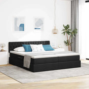 Letto con luci a strisce a LED Nero 180 x 200 cm Tessuto