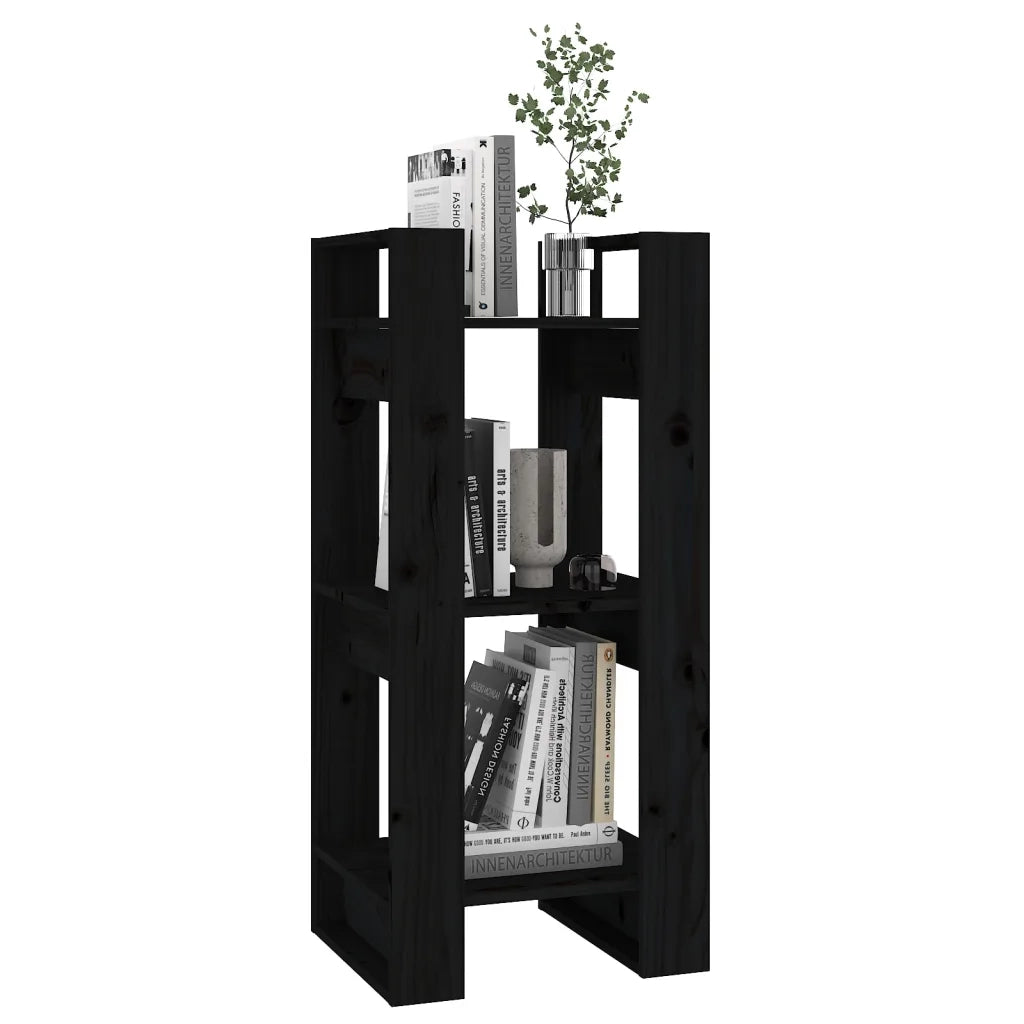 Libreria/Divisorio Nero 41x35x91 cm in Legno Massello di Pino 813863