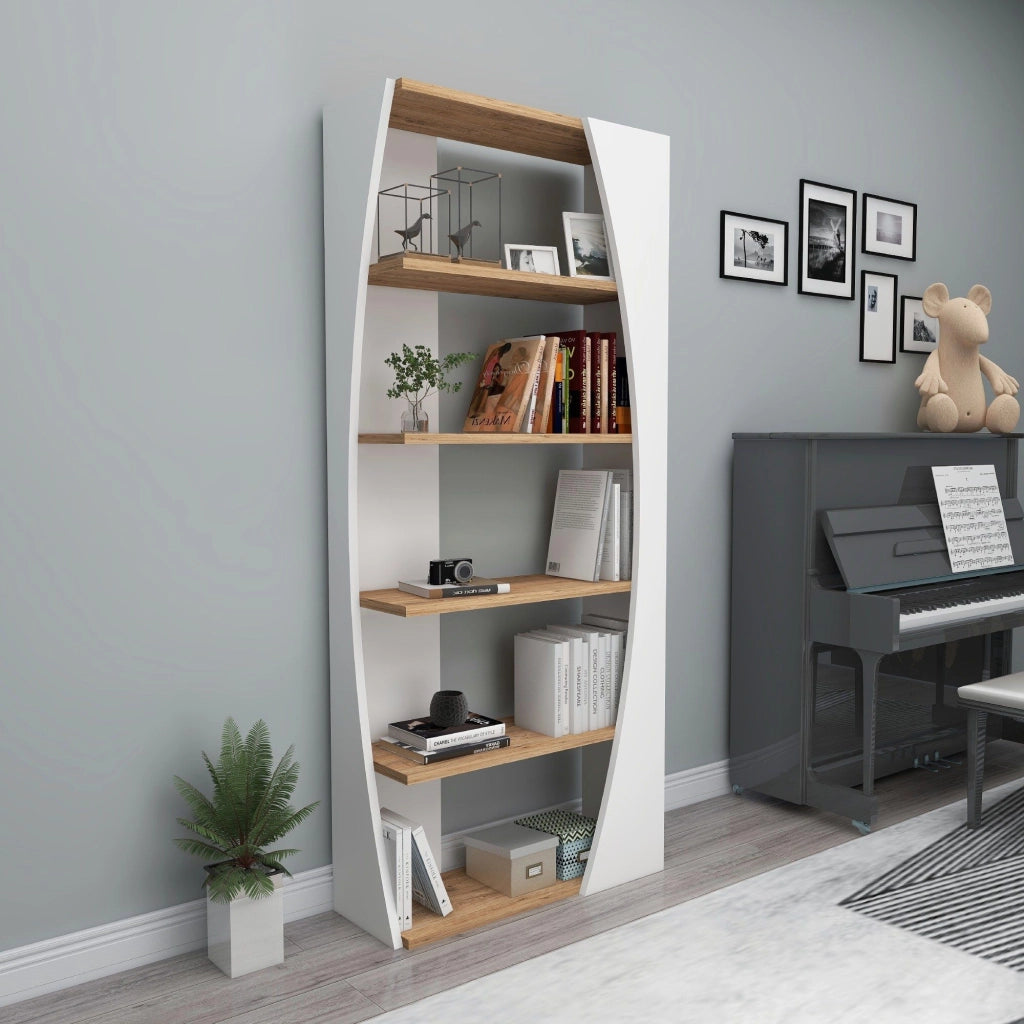 Biblioteca Equo, Libreria 4 Ripiani, 64x24x150h cm Bianco