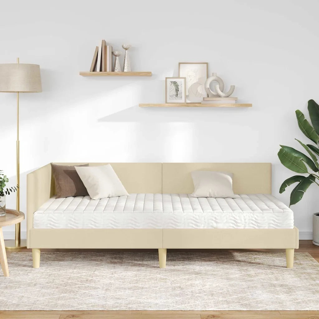 Struttura Letto Angolare con Materasso 2 pcs Crema Tessuto 3393755