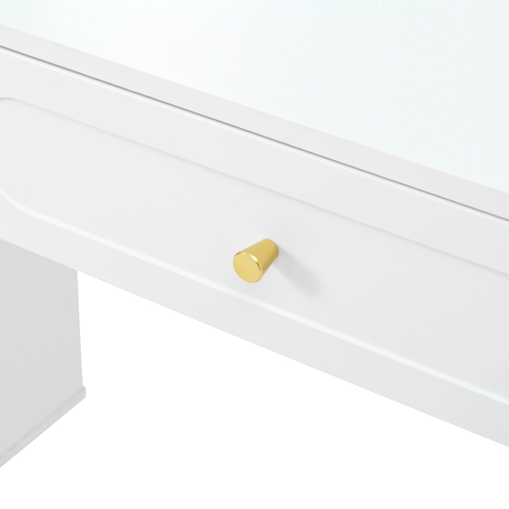 TOELETTA Con specchio LED 140x40x130 cm Bianco con 4 cassetti