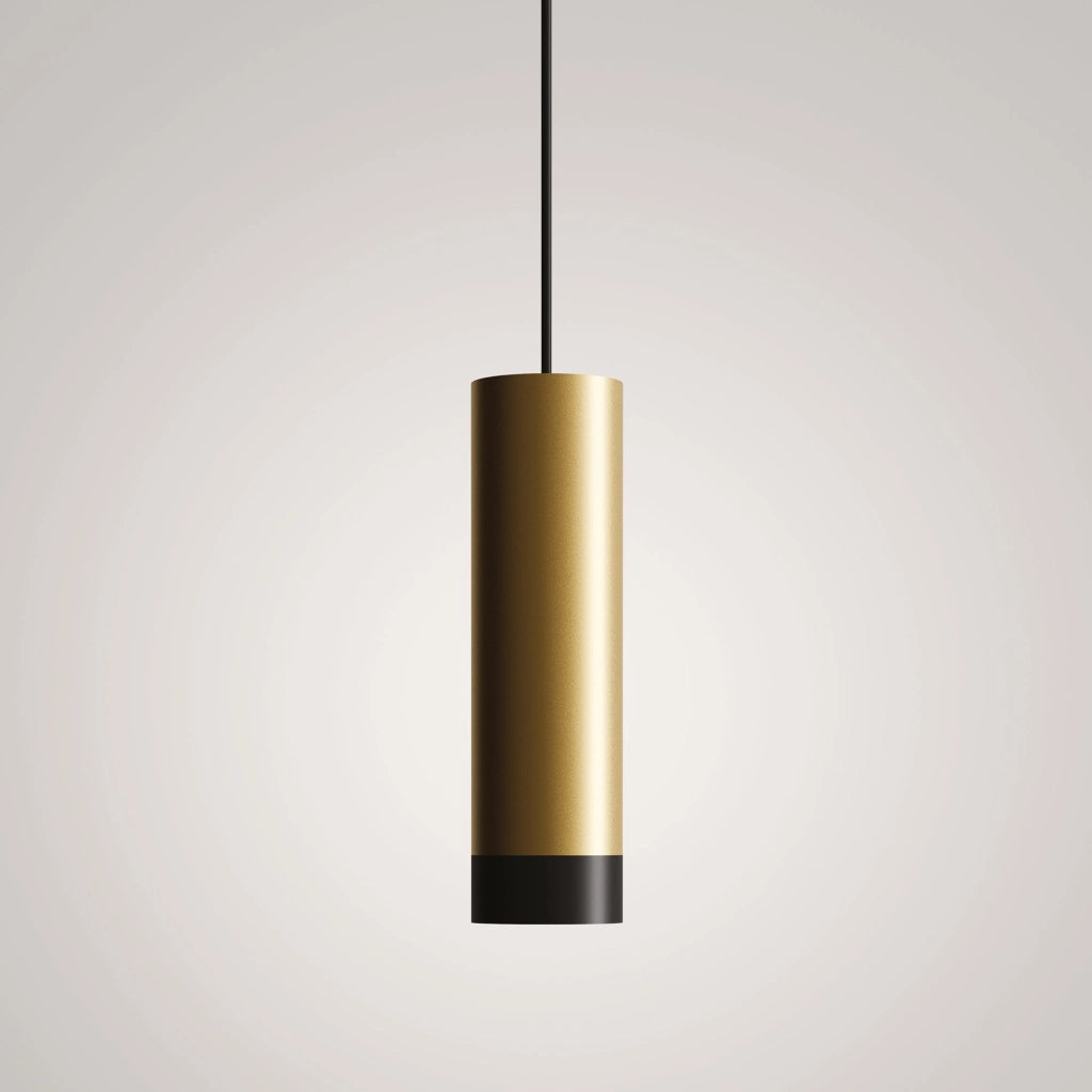 Tubotto Lampada a Sospensione LED Design in Alluminio Anodizzato Oro e Nero 8W 2700K 625 Lumen Diametro 4,5 cm Altezza Totale 310 cm IP40