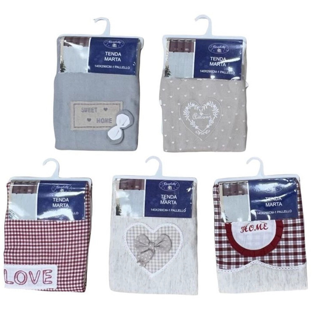 Trade Shop - Tenda Marta Pannello Singolo Porta Finestra Cucina Bastone Vari Colori 140x290cm -