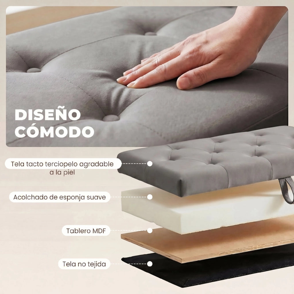 Divano imbottito con contenitore ¨C Minimal ¨C Grigio 137x41x42 cm
