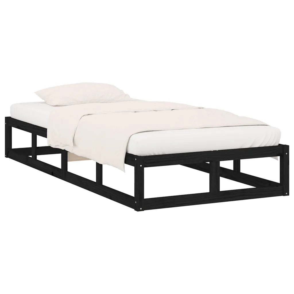 Giroletto-Struttura Letto Nero 75x190 cm Small Single in Legno Massello 415405