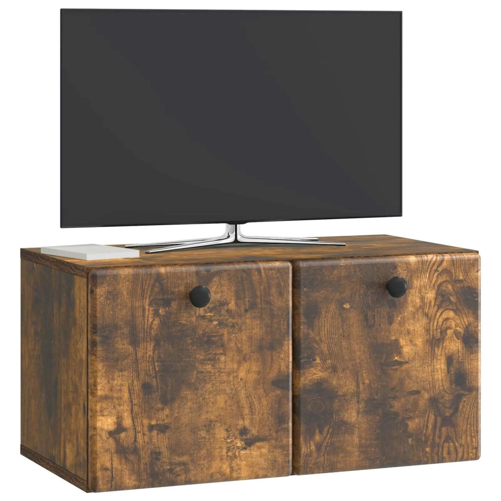 Mobile Porta TV da Muro-Credenza per TV sospesa 59,5 x 31 x 30 cm Rovere Fumo