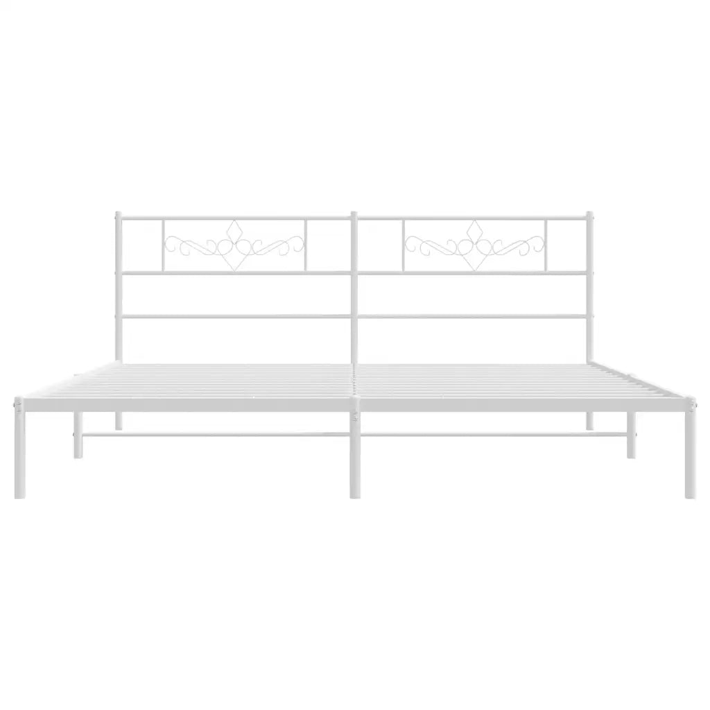 Letto matrimoniale | Letto per adulti | Giroletto con Testiera Metallo Bianco 193x203 cm
