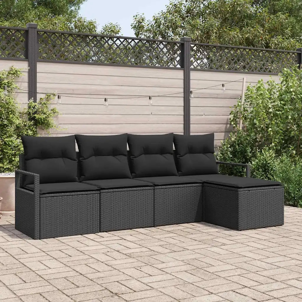 Set di divani con cuscino 5 pcs Nero polyrattan 3355012