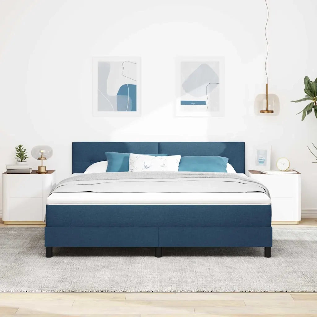 Letto a molle con materasso con led Blu 180 x 200 cm Tessuto 3342232