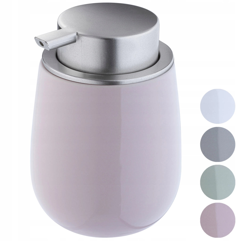 Dispenser di sapone liquido KADAX, contenitore da 400 ml in ceramica rosa.