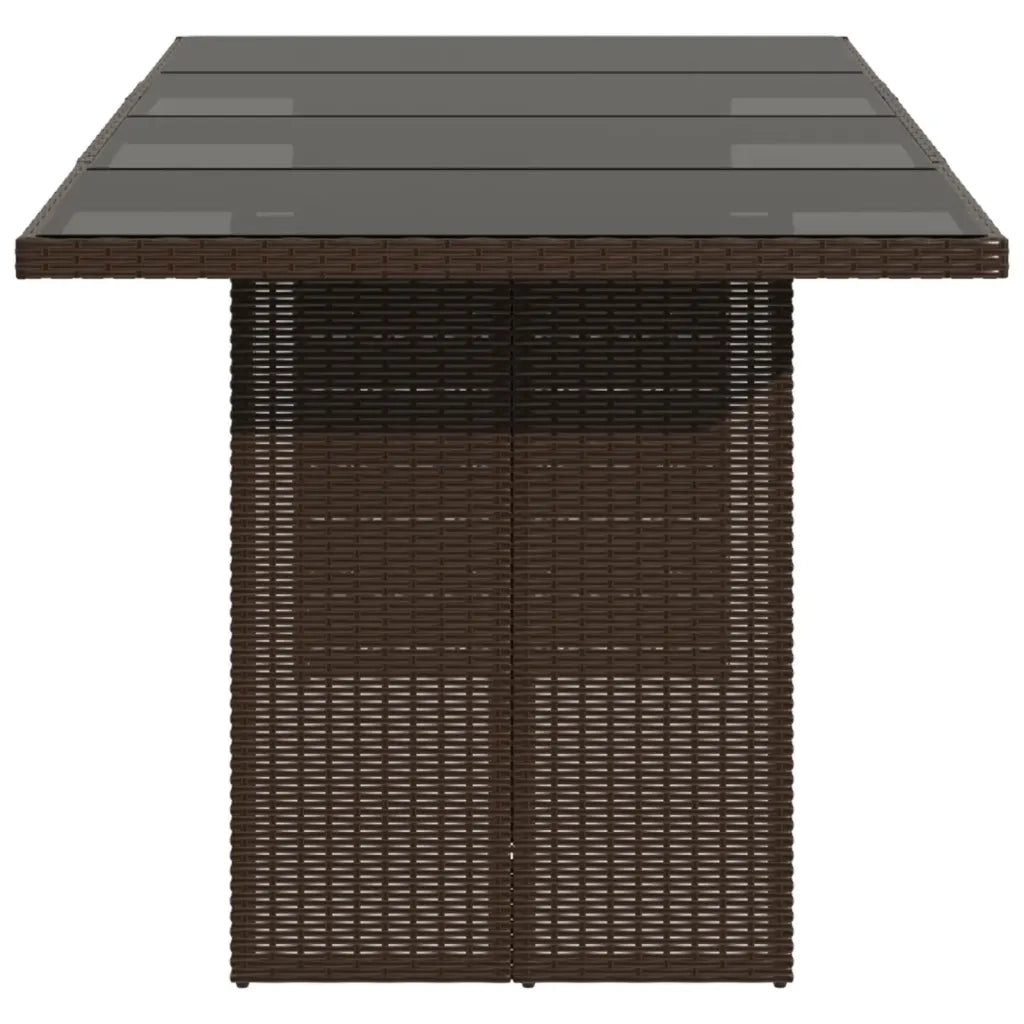 Tavolo Giardino Piano Vetro Marrone 190x80x74cm Polyrattan 365305