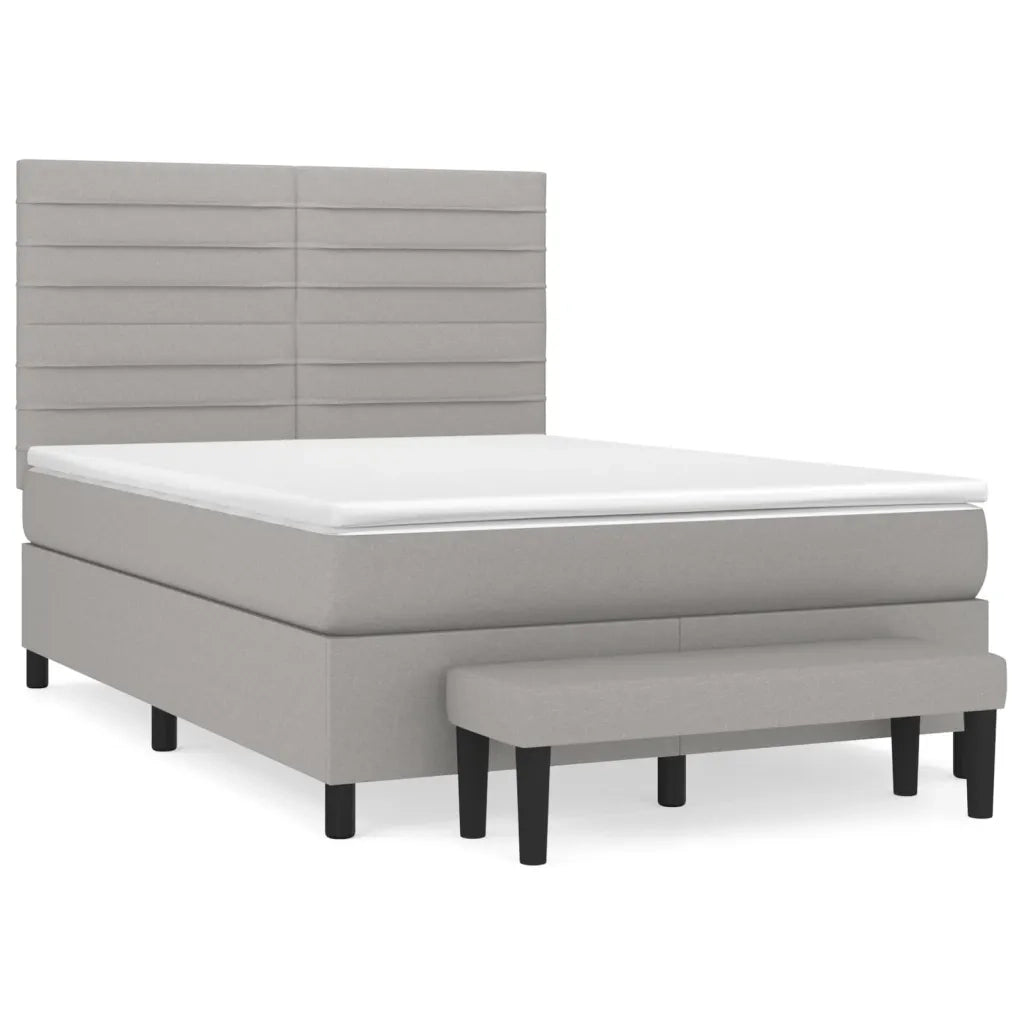 Giroletto a Molle con Materasso Grigio Chiaro 140x200cm Tessuto 3136677