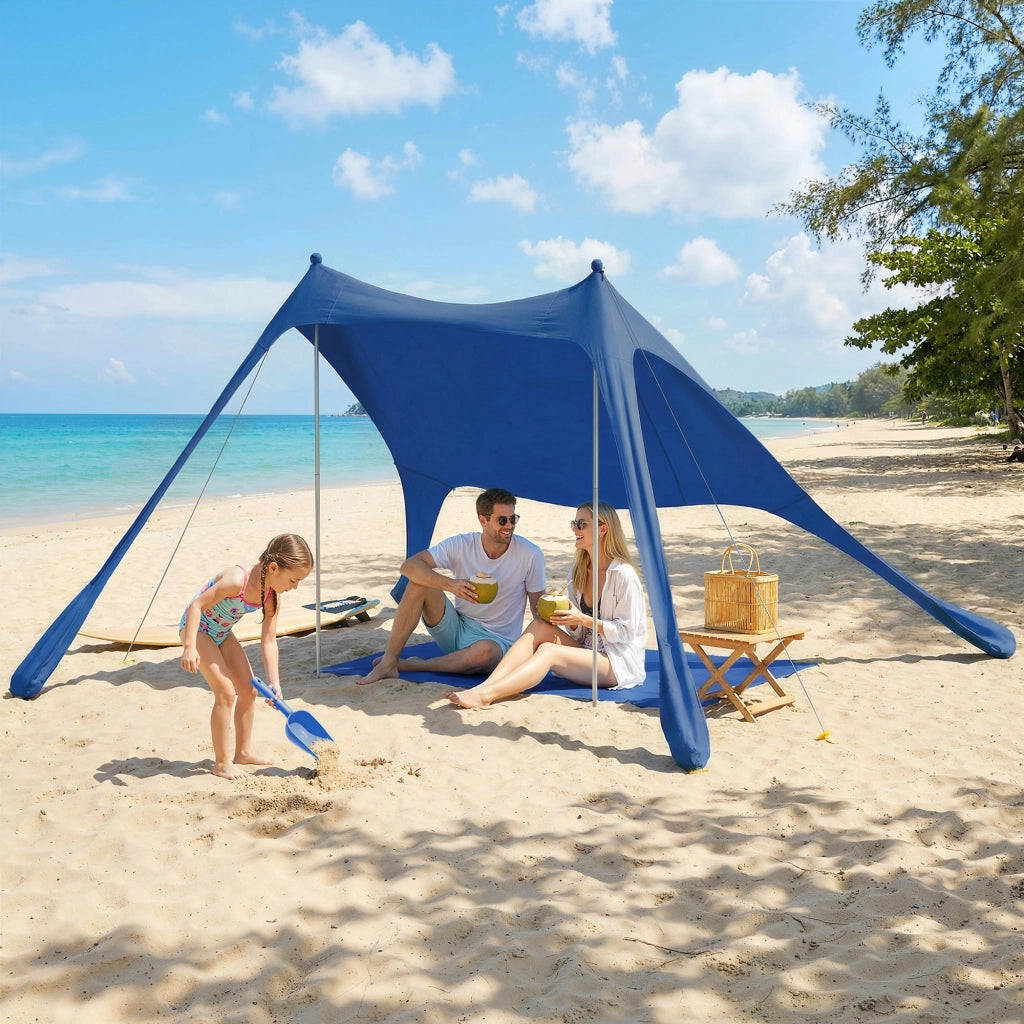 Tenda da Spiaggia Pieghevole ¨C Xylo ¨C UPF50+ Alluminio Blu con Tappetino