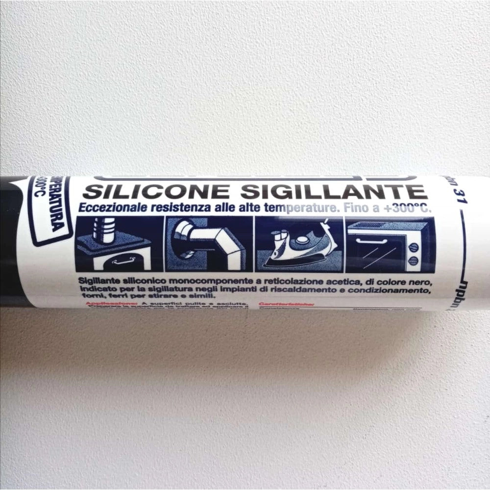 Saratoga 310ml silicone acetico alta temperatura per forni caldaie caminetti, colori nero
