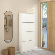 Scarpiera Epidoto, Mobile portascarpe, Armadio da ingresso multiuso, Mobiletto per calzature, 70x24 h162 cm, Bianco
