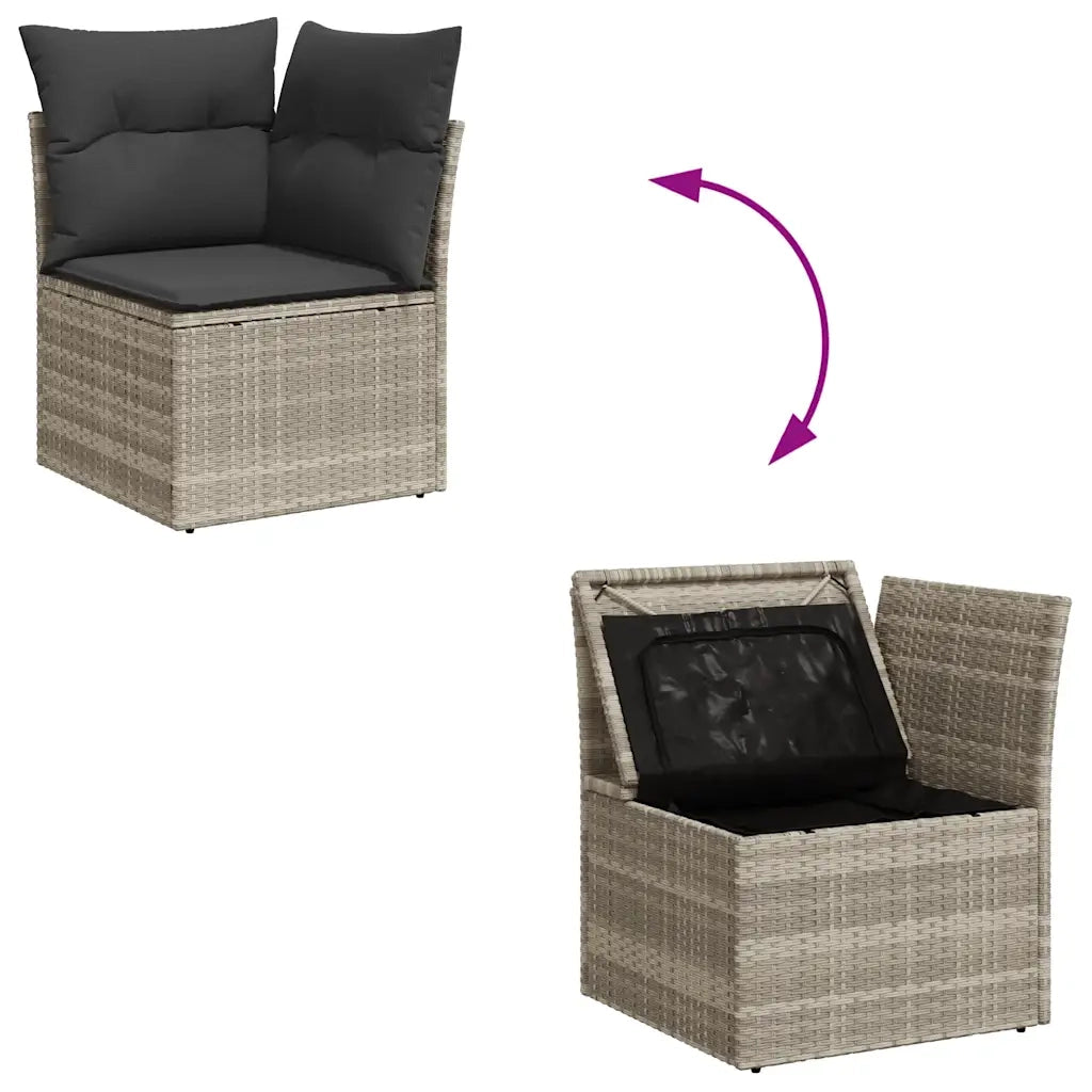 Set Divano da Giardino 8pz con Cuscini Grigio Chiaro Polyrattan 3326683