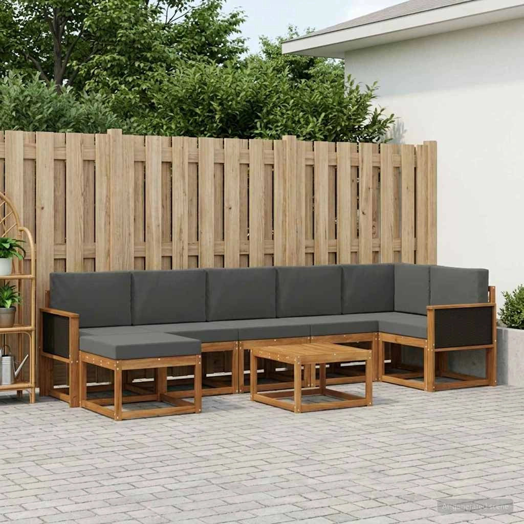 Set di divani da esterno 8 pz Naturale e Antracite Poliestere 3385403