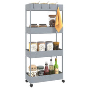 Carrello Multiuso con 4 Cestini e Ruote ¨C zephmum ¨C Grigio 40x19x90 cm