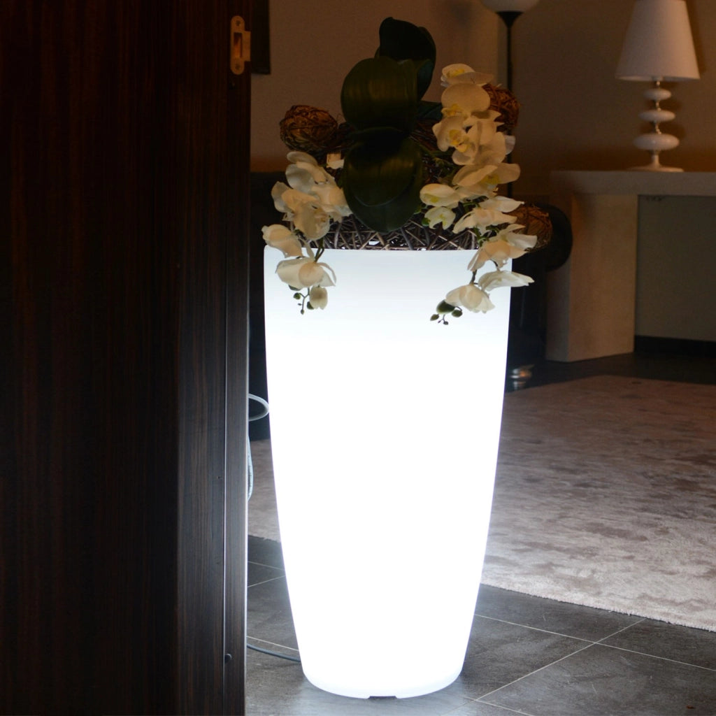 Vaso Agave Tondo Con Luce Bianca H70 Ø 33Cm