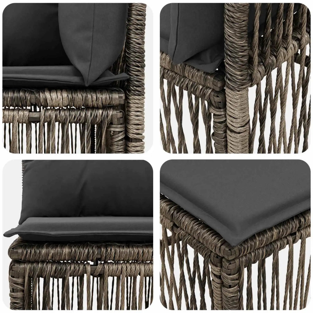 Set Divano da Giardino 5 pz Grigio polyrattan 3434204