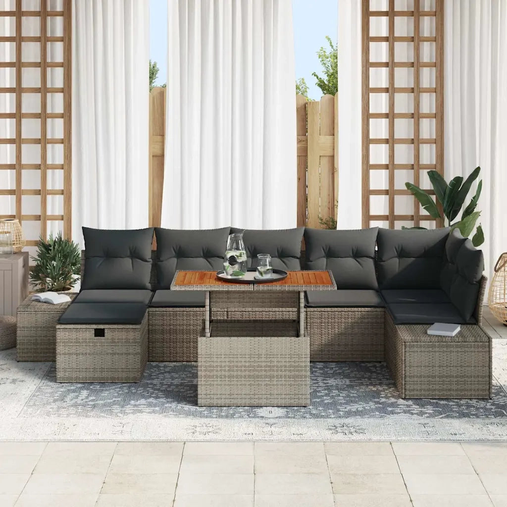 Set Divano da Giardino 8 pcs Grigio polyrattan