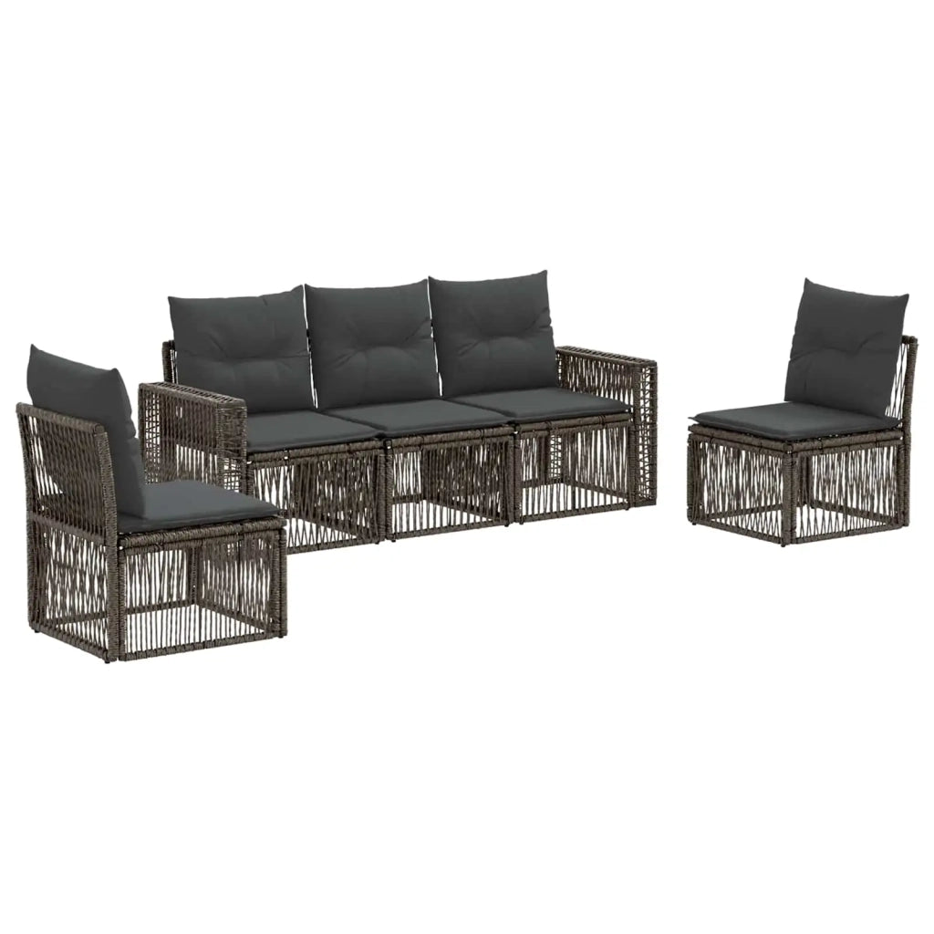 Set Divano da Giardino 5 pz Grigio e Grigio Scuro polyrattan 3435080