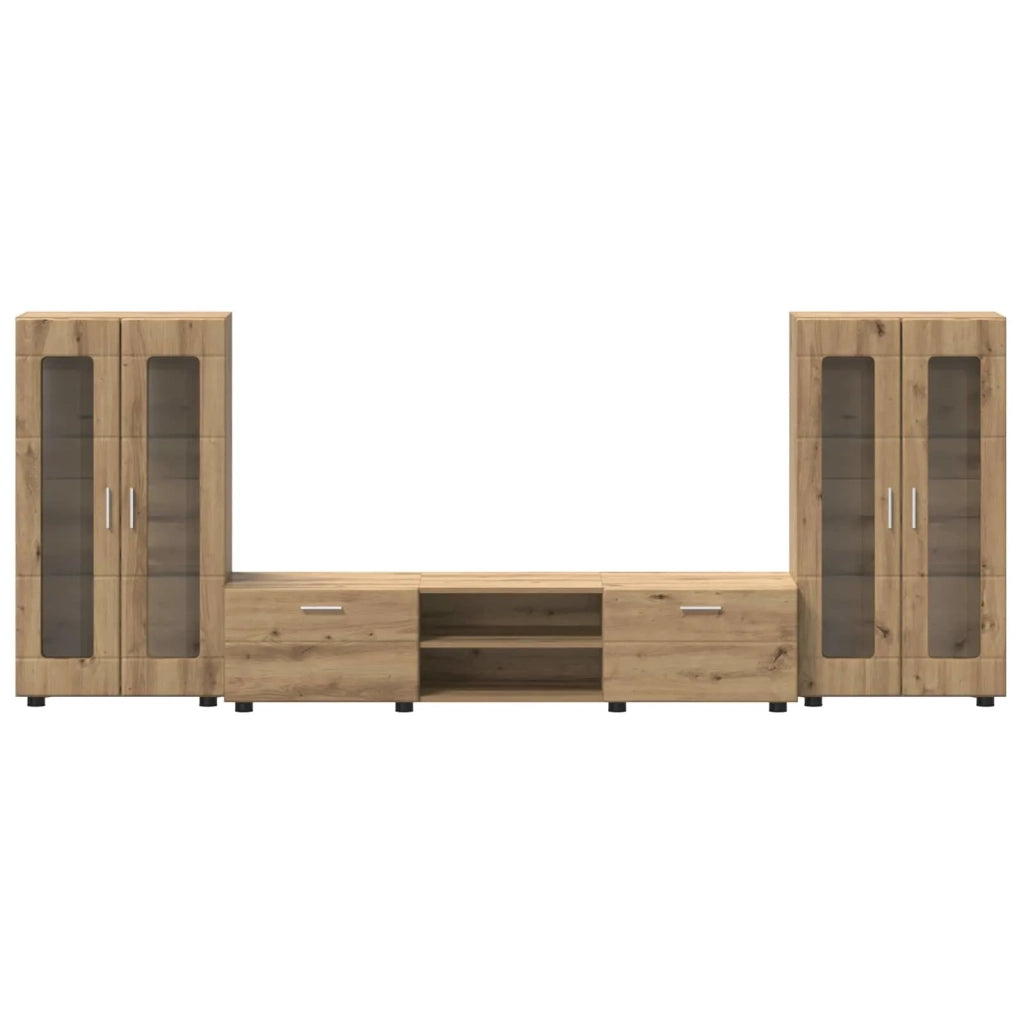 Set mobile TV FLORIN 3 pz-Credenza per TV Rovere artigianale Legno multistrato 386024