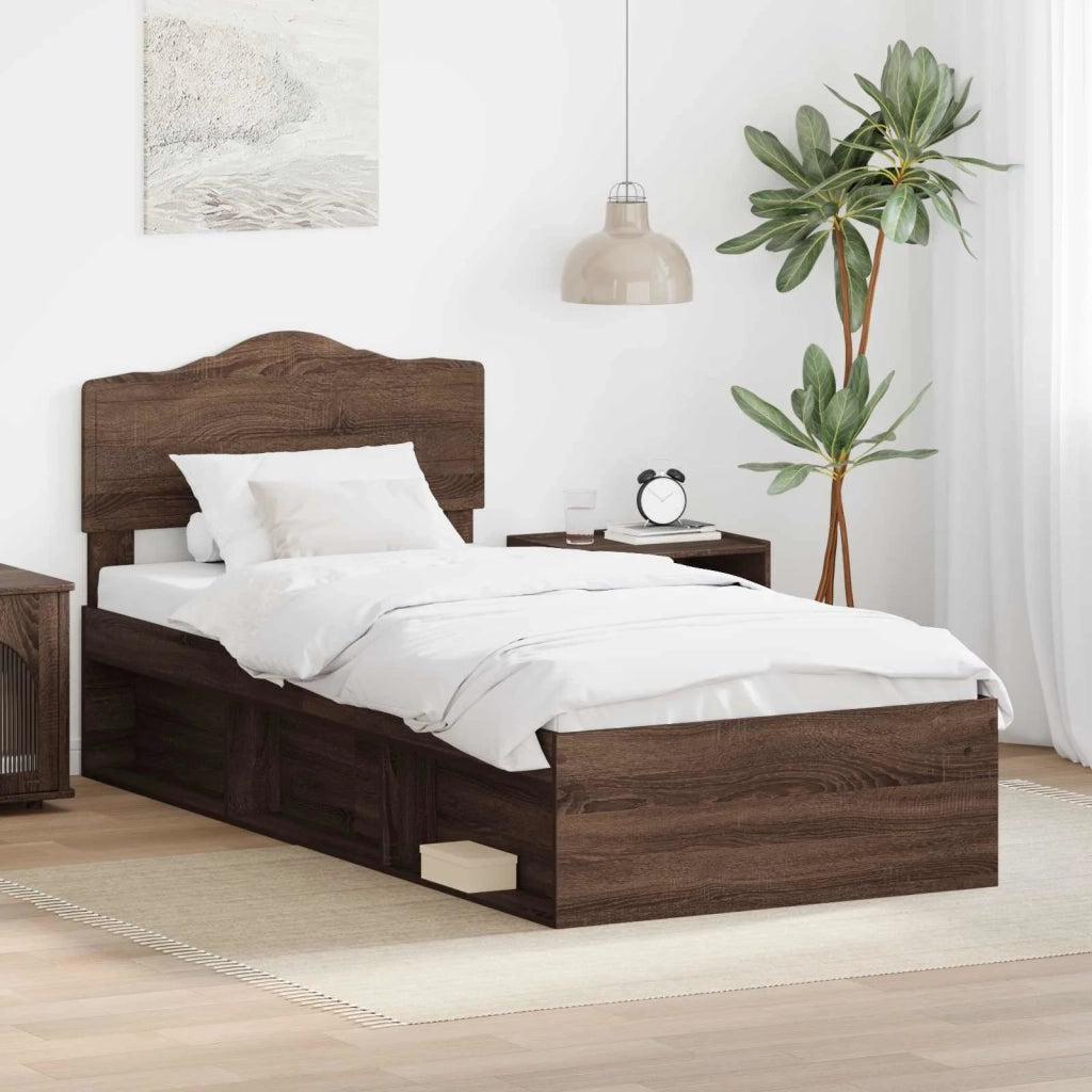 Struttura del letto Rovere Marrone 90 x 190 cm Pino massello 3412958